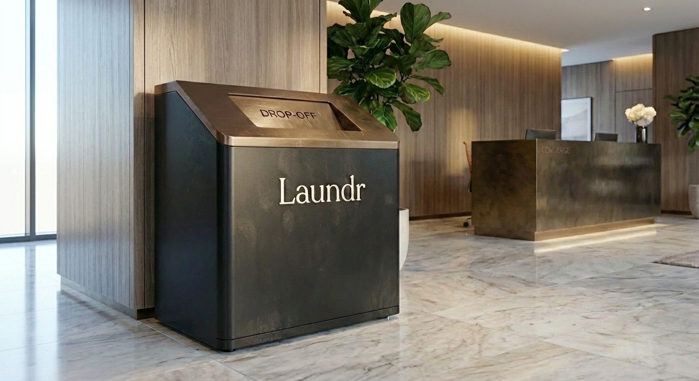 Laundr drop-off station in luxury lobby